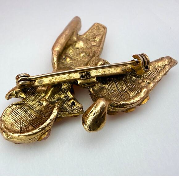 Vintage 60s Poodle Brooch High Dome Topaz Rhinestone Pin - Picture 7 of 10